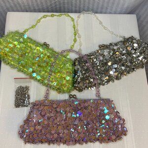 Clutch purse arm purse lot of 3 sequined beaded purses